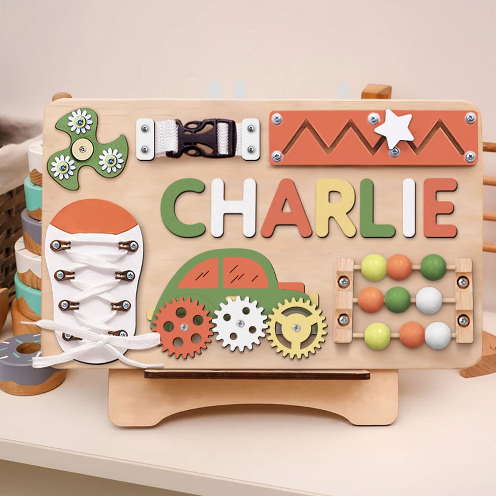 Personalized Busy Board - Wooden Montessori Toys | Kalotoys, BB29