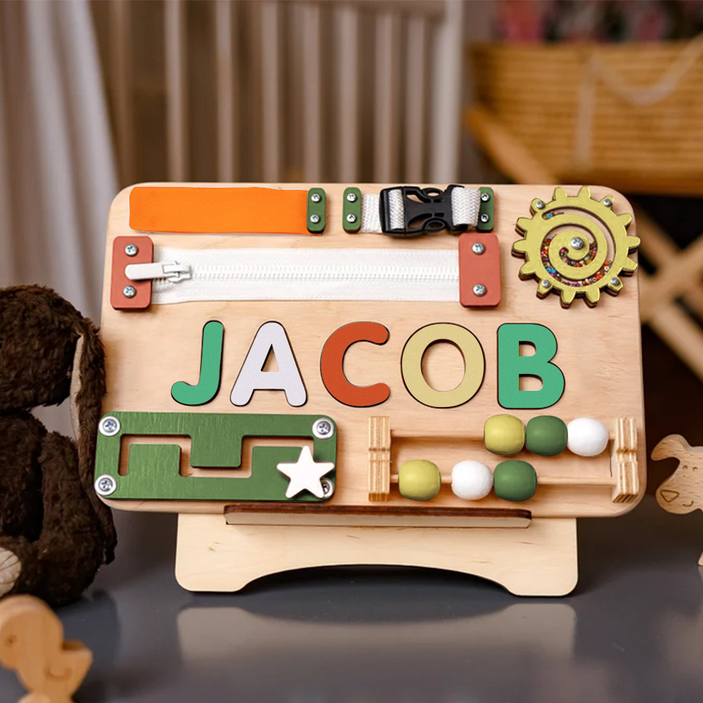 Personalized Busy Board Name Puzzle 2 - Wooden Montessori Toys | Kalotoys